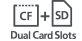 Dwa gniazda kart pamięci CF + SD